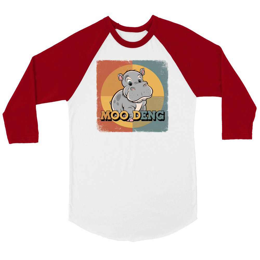 Cute Baby Hippo Moo Deng Thailand Hippopotamus Unisex ¾ sleeve Raglan T-shirt