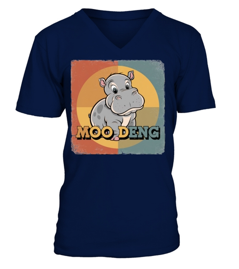 Cute Baby Hippo Moo Deng Thailand Hippopotamus V-Neck T-shirt