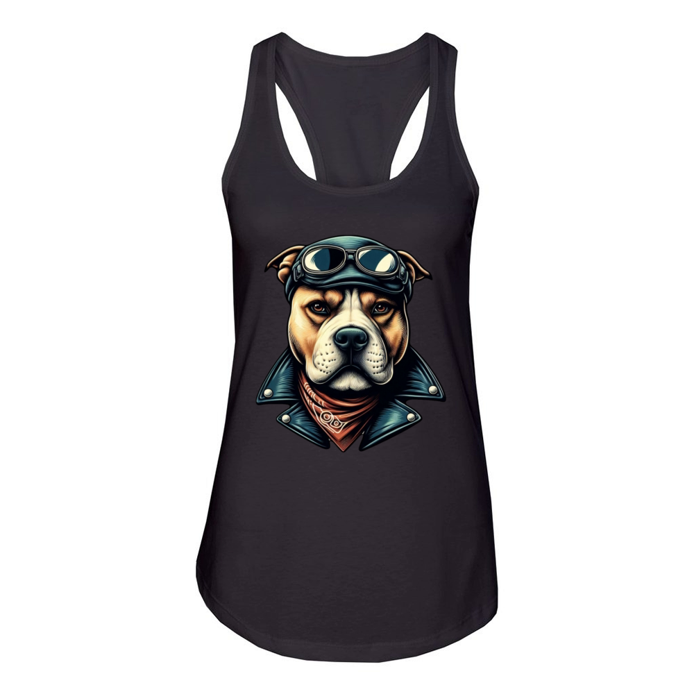 Vintage Pitbull Biker Women's Racerback Tank