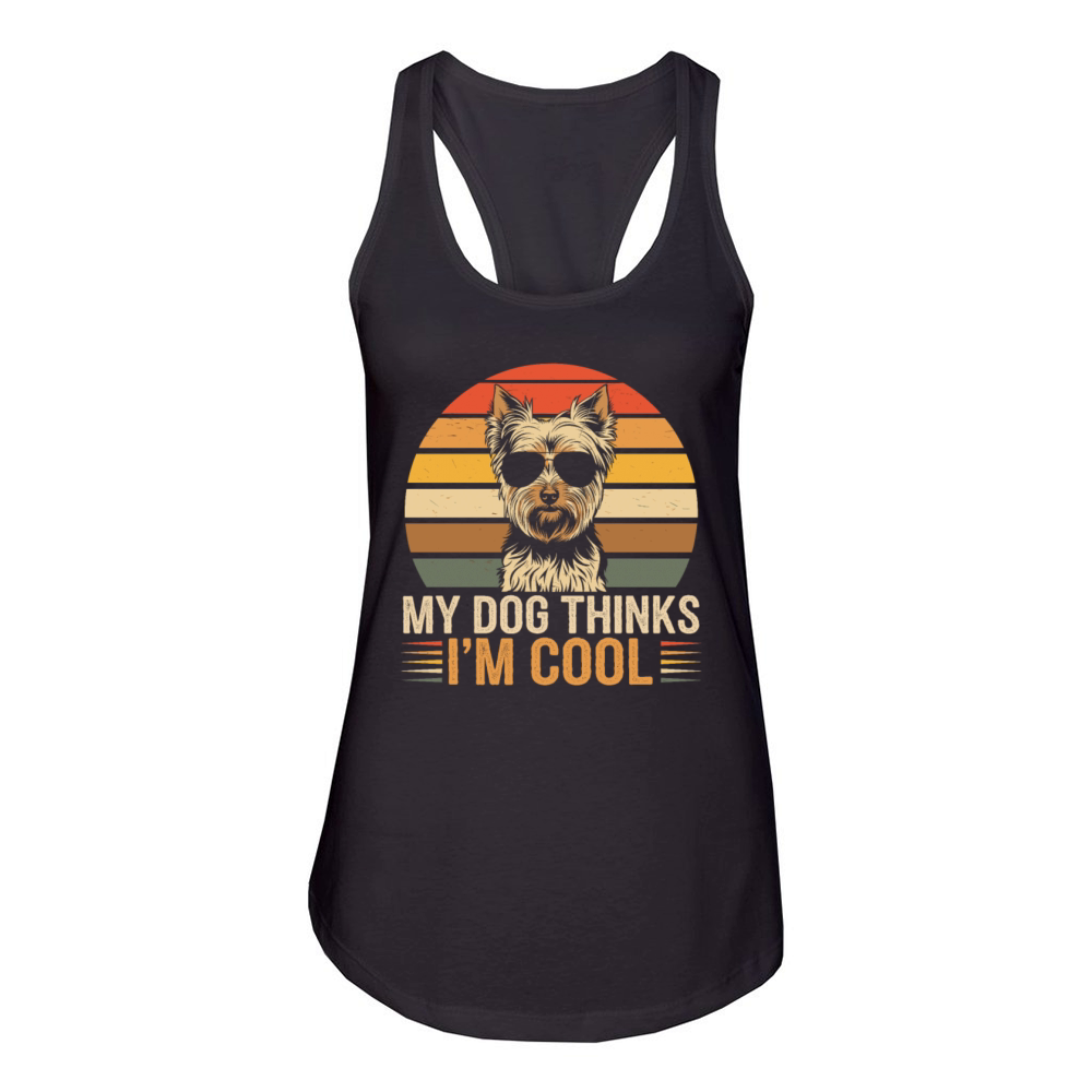 Yorkshire Terrier My Dog Thinks Im Cool Yorkie Women's Racerback Tank