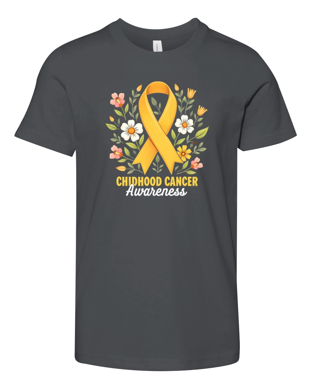 Childhood Cancer Awareness Hippie Flower Ribbon Youth Unisex Jersey Tee