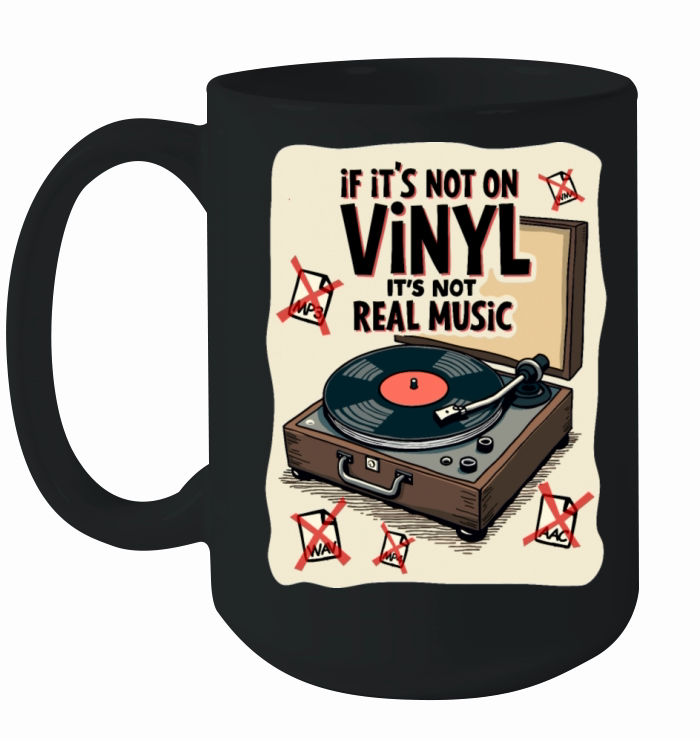Retro Vinyl Record Player Design - Real Music for Ceramic Mug