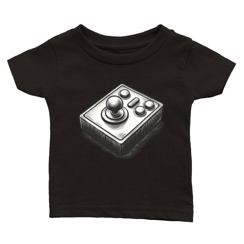 Gamer retro Joystick vintage charcoal gaming art 3 Classic Baby Crewneck T-shirt