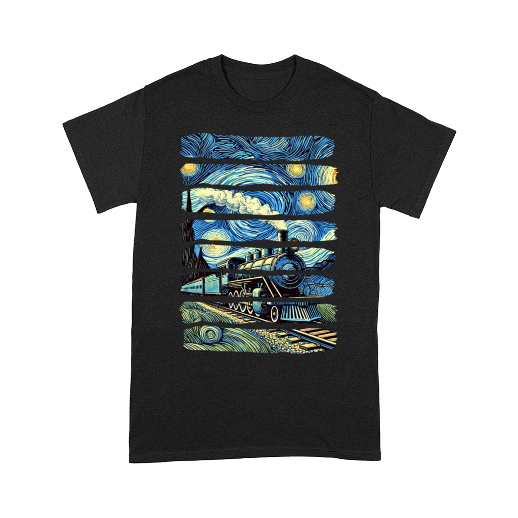 Starry Night Train Van Gogh Locomotive Comfort T-shirt