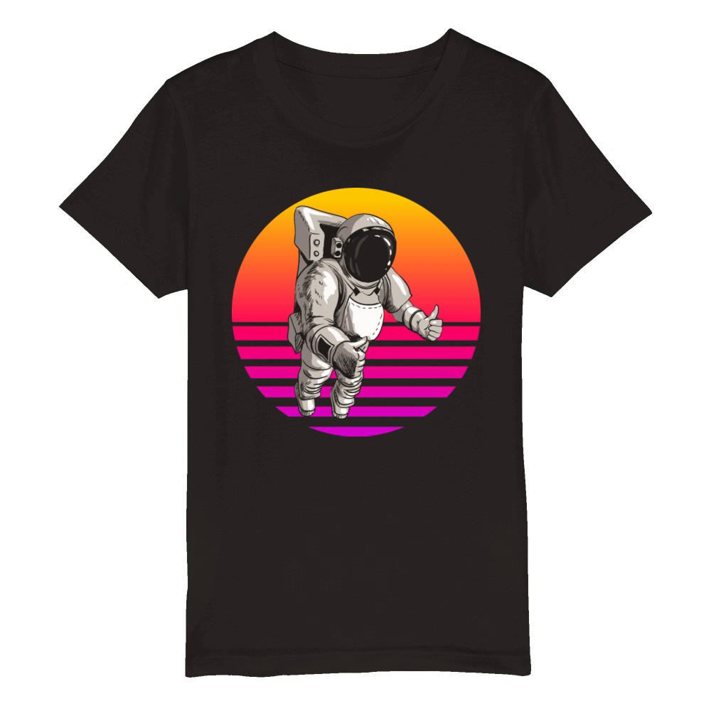 Astronaut Stargazers Space Lover Retro Vintage Organic Kids Crewneck T-shirt