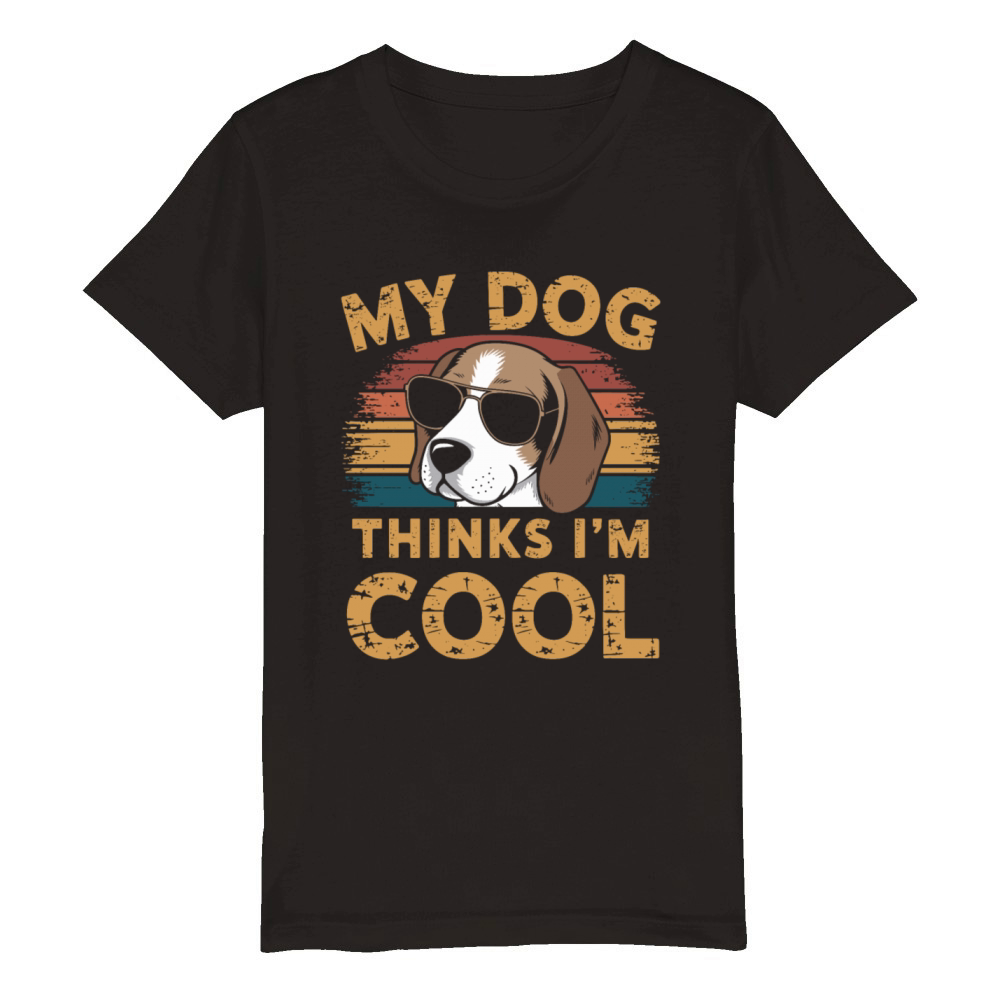 Beagle My Dog Thinks Im Cool Organic Kids Crewneck T-shirt