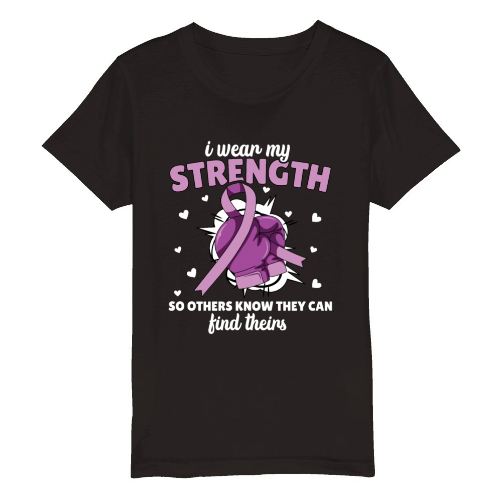 Violence awareness purple ribbon shirt design Organic Kids Crewneck T-shirt