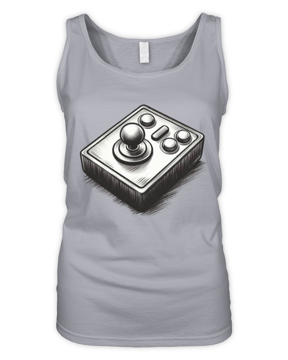 Gamer retro Joystick vintage charcoal gaming art 3 Organic Women's Tank Top