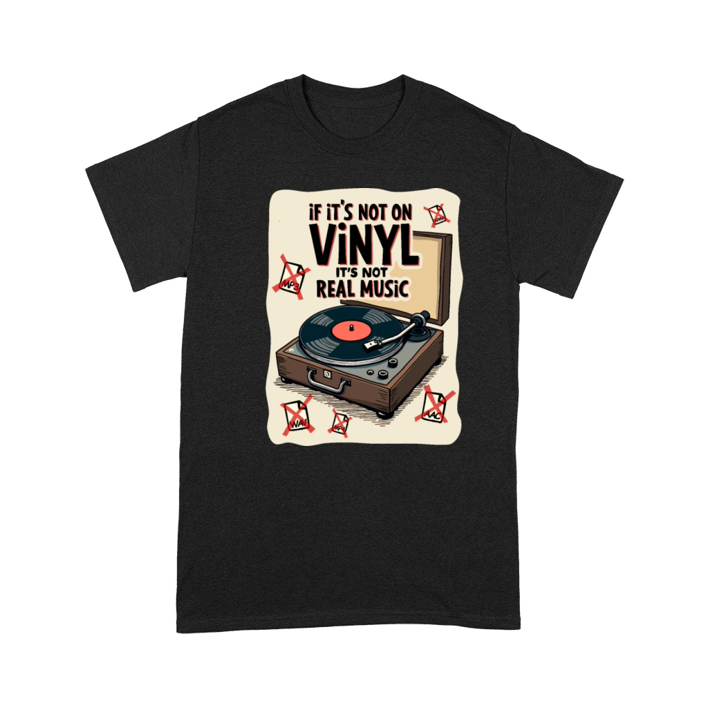 Retro Vinyl Record Player Design - Real Music for Premium T-shirt