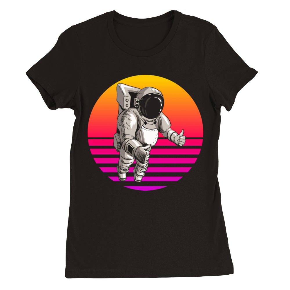 Astronaut Stargazers Space Lover Retro Vintage Premium Womens Crewneck T-shirt