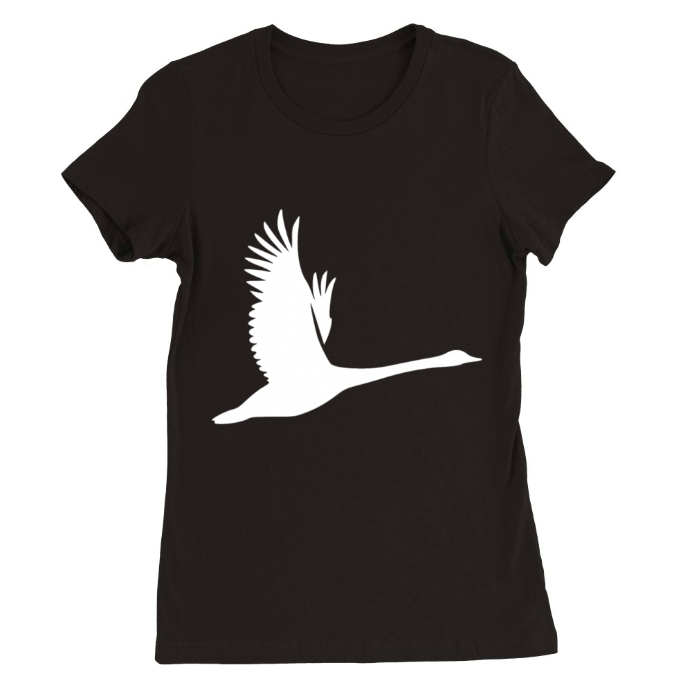 Flying Swan In Tattoo Style Premium Womens Crewneck T-shirt
