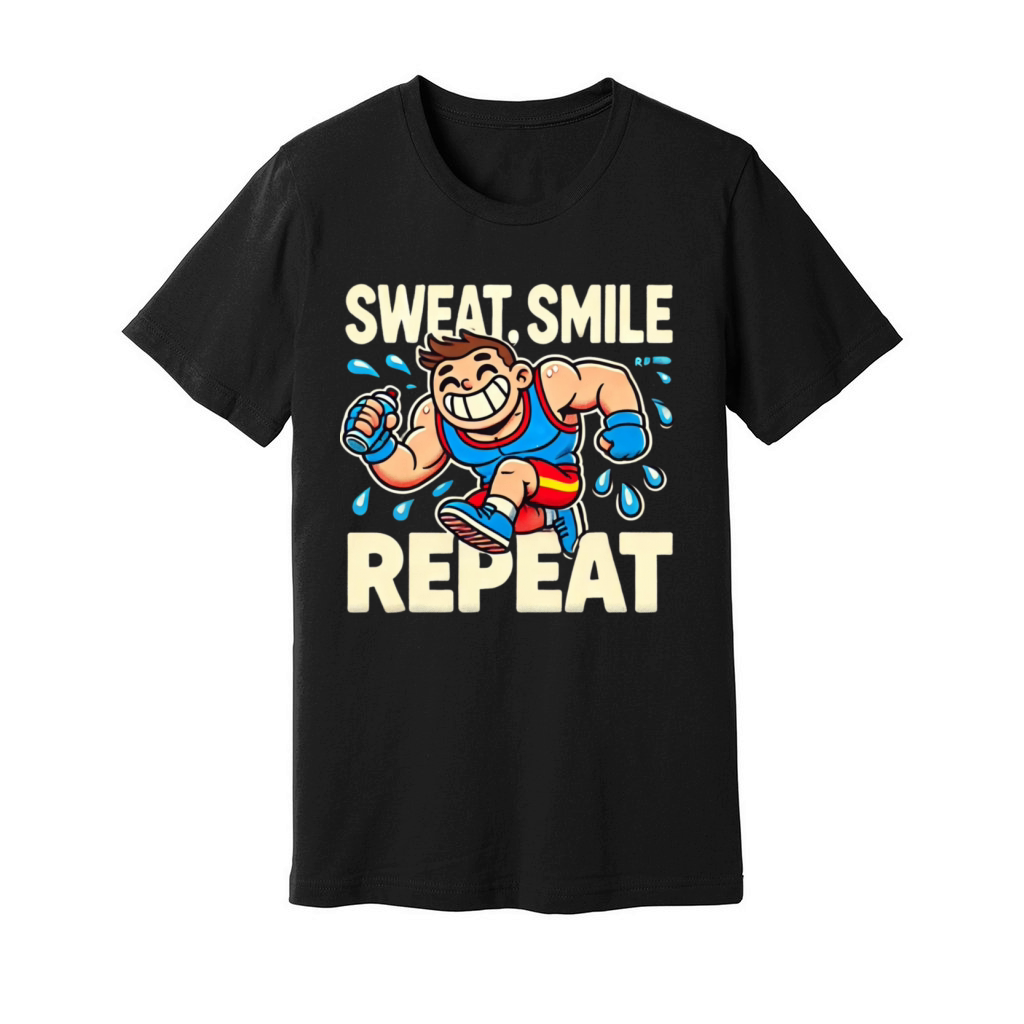 Sweat Smile Repeat - Gym T-shirt Funny Unisex Jersey Tee