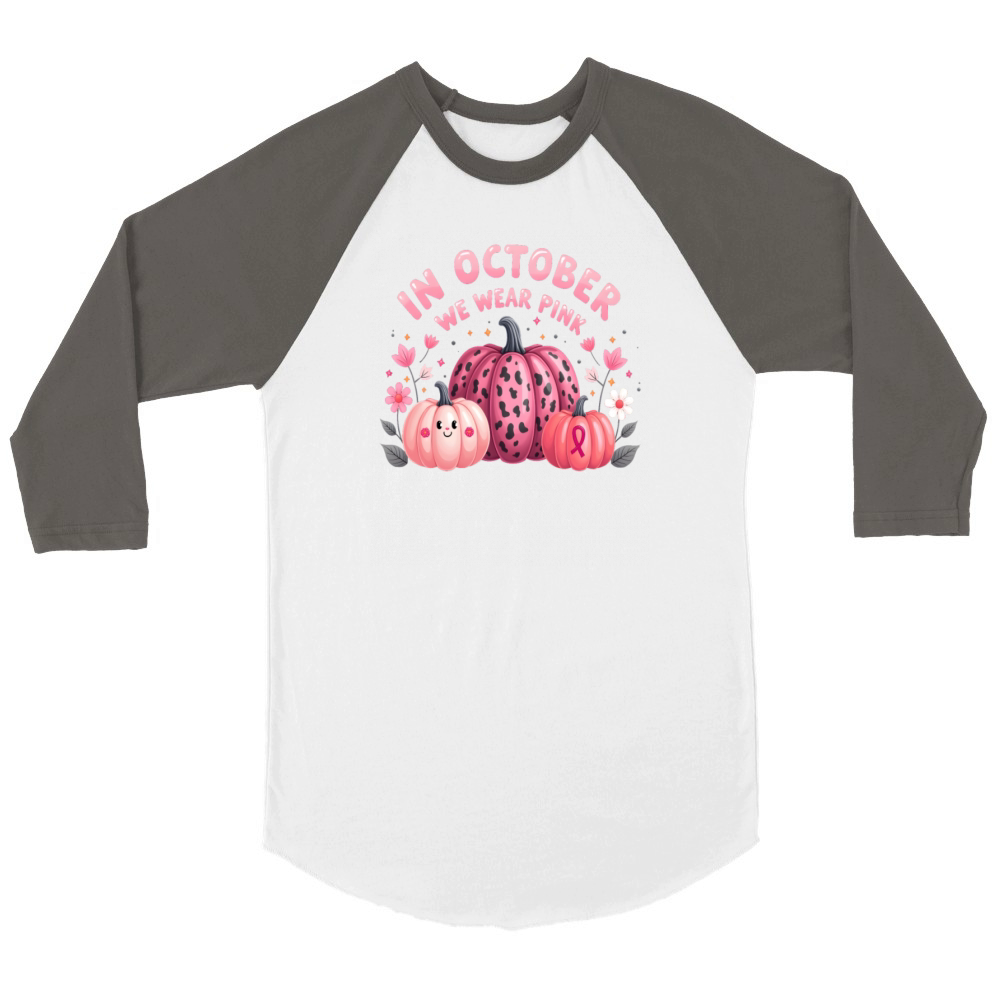Breast Cancer Pink Awareness Design Unisex ¾ sleeve Raglan T-shirt