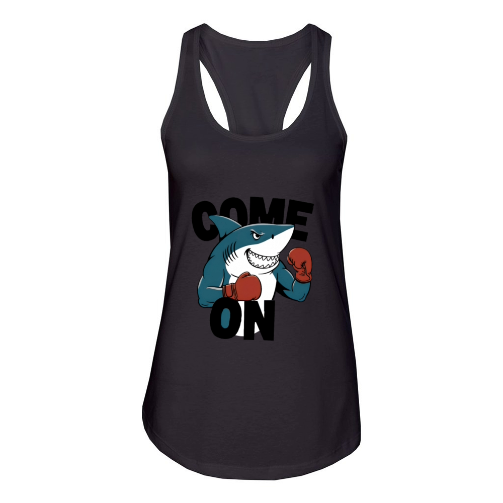 Boxing shark Women's Racerback Tank