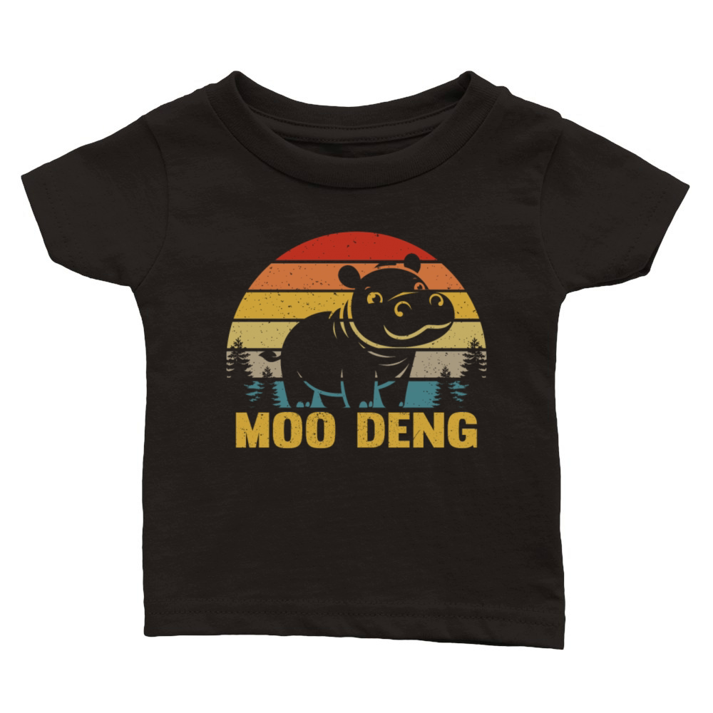 Moo Deng Retro Cute Pygmy Baby Hippo Vintage Classic Baby Crewneck T-shirt