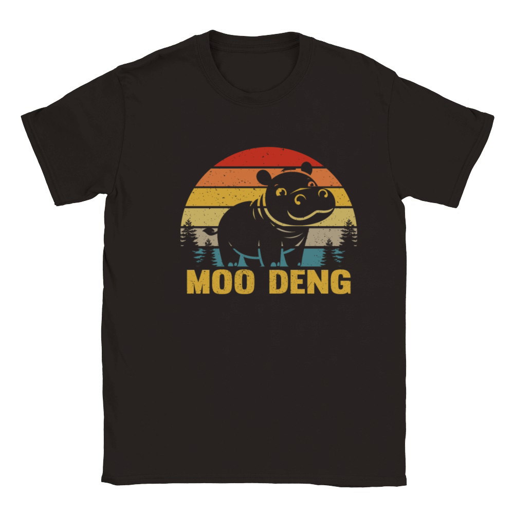 Moo Deng Retro Cute Pygmy Baby Hippo Vintage Classic Kids Crewneck T-shirt