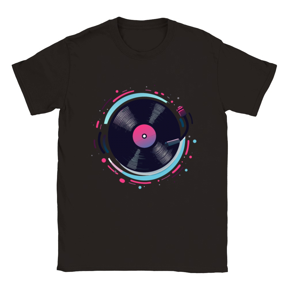 Retro Vinyl Record Design for Music Lovers Classic Kids Crewneck T-shirt