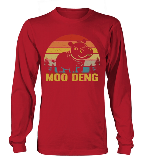 Moo Deng Retro Cute Pygmy Baby Hippo Vintage Long sleeved Unisex