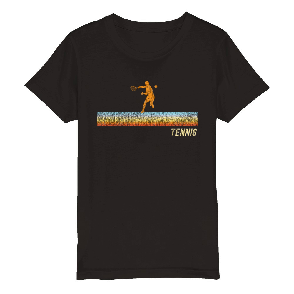 Funny Tennis Player Racket Retro Organic Kids Crewneck T-shirt