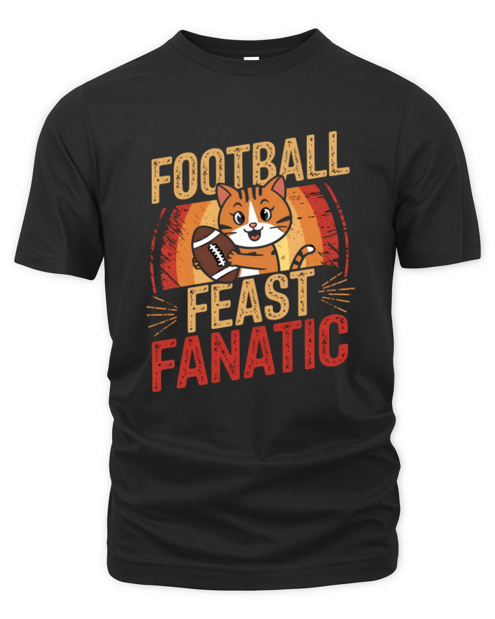 Football Feast Fun with Cat Sports Lover Organic Unisex T-shirt