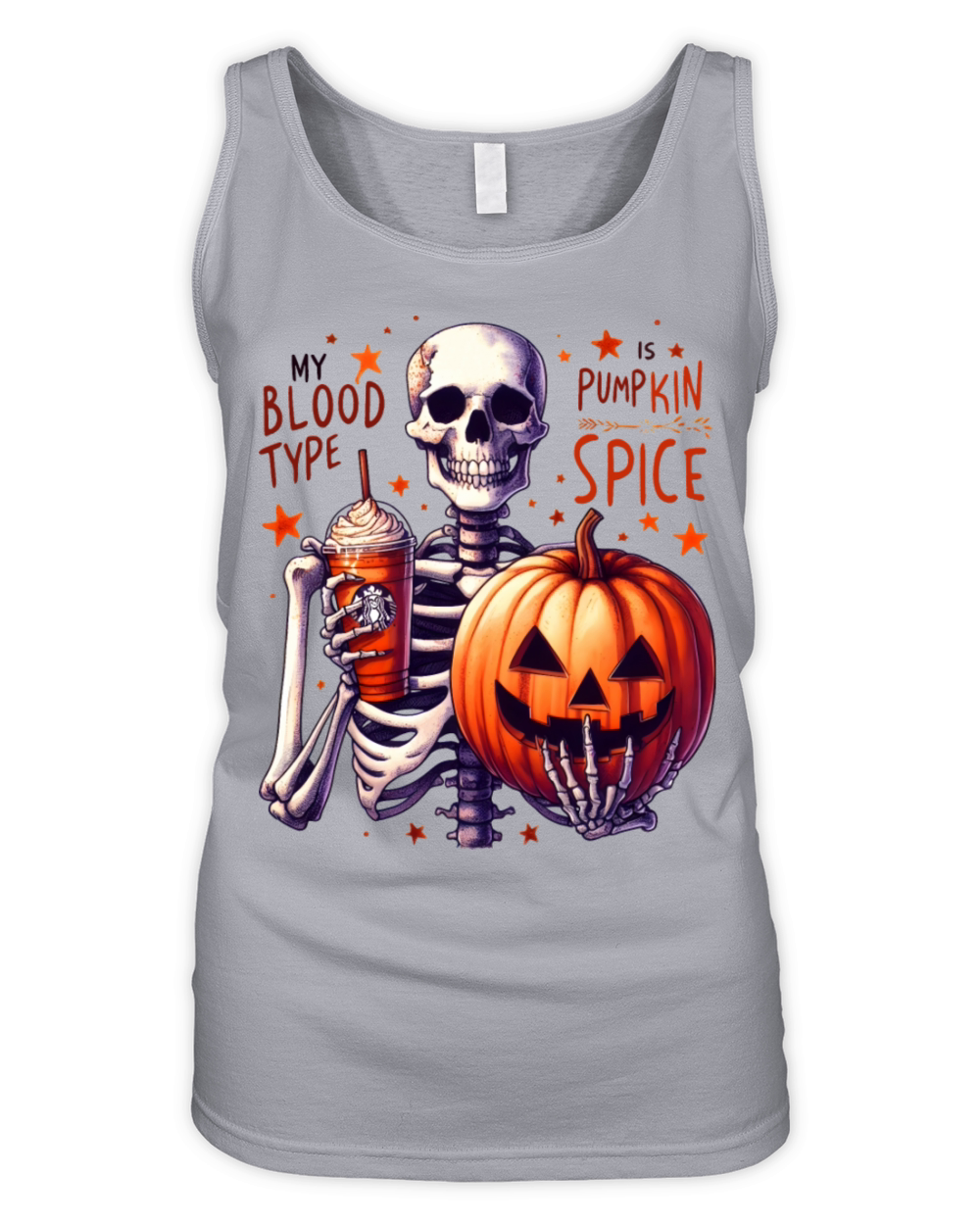 My Blood Type is Pumpkin Spice Funny skeleton Organic Women's Tank Top