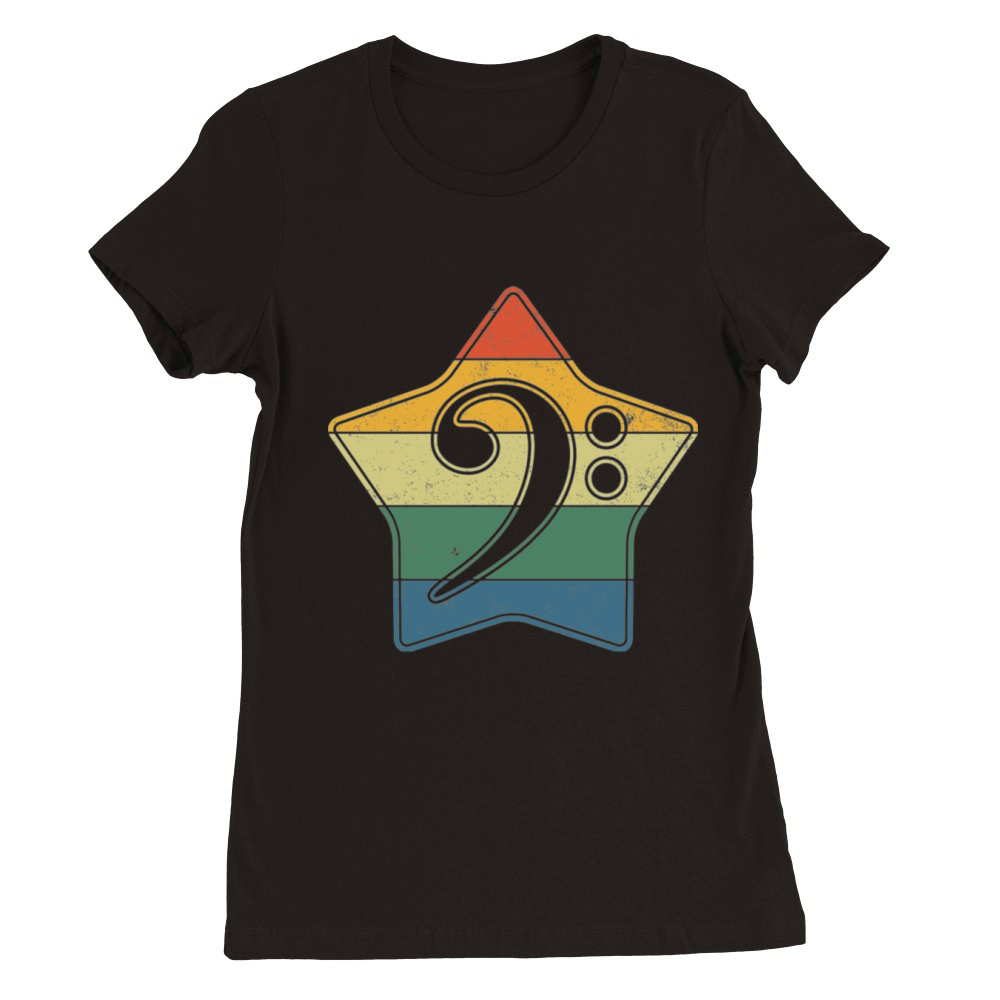Bass Clef Music Note Retro Vintage Star Premium Womens Crewneck T-shirt