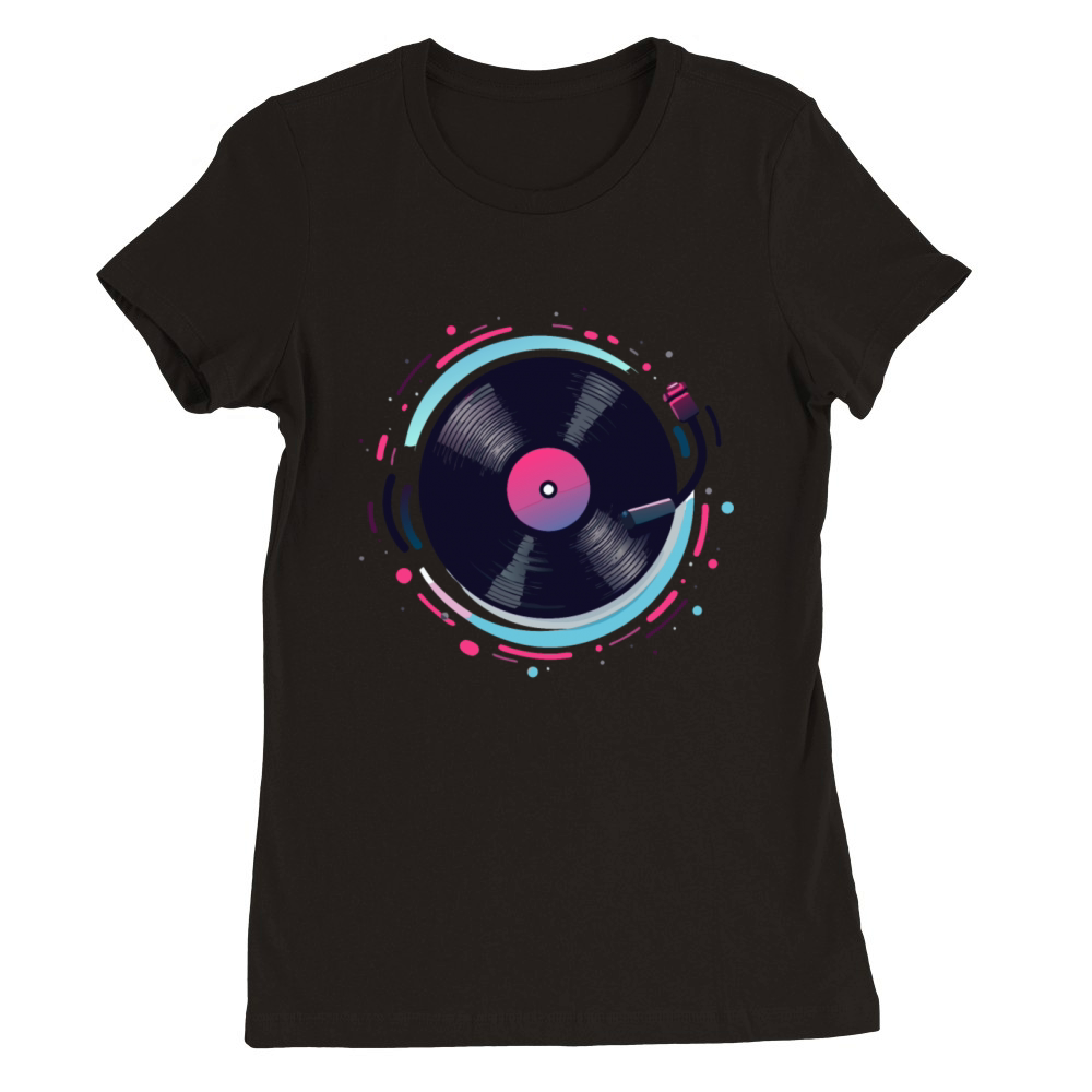 Retro Vinyl Record Design for Music Lovers Premium Womens Crewneck T-shirt