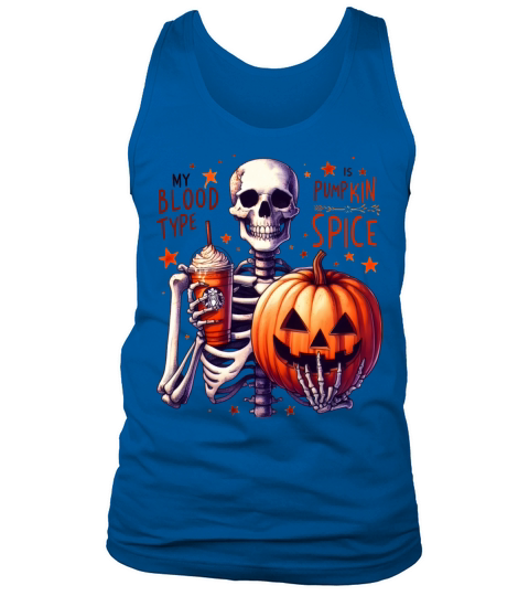 My Blood Type is Pumpkin Spice Funny skeleton Tank Top Unisex