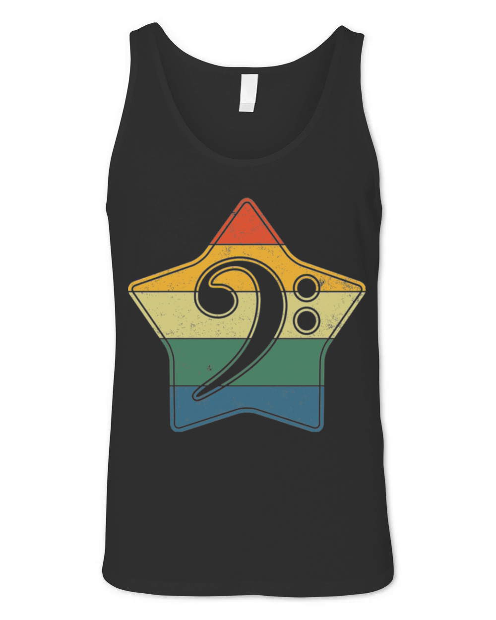 Bass Clef Music Note Retro Vintage Star Unisex Jersey Tank