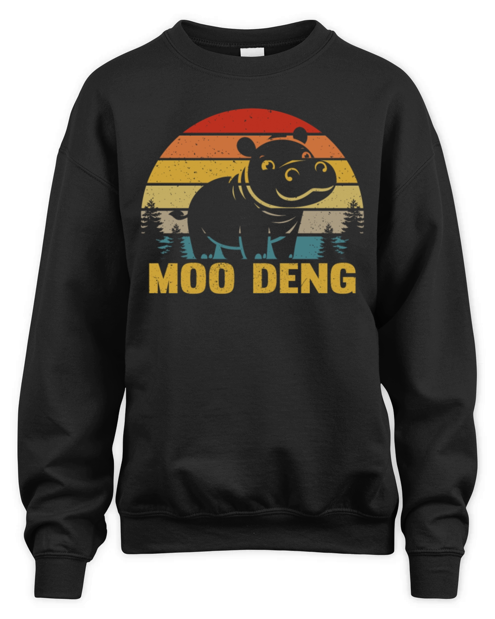 Moo Deng Retro Cute Pygmy Baby Hippo Vintage Unisex Premium Crewneck Sweatshirt