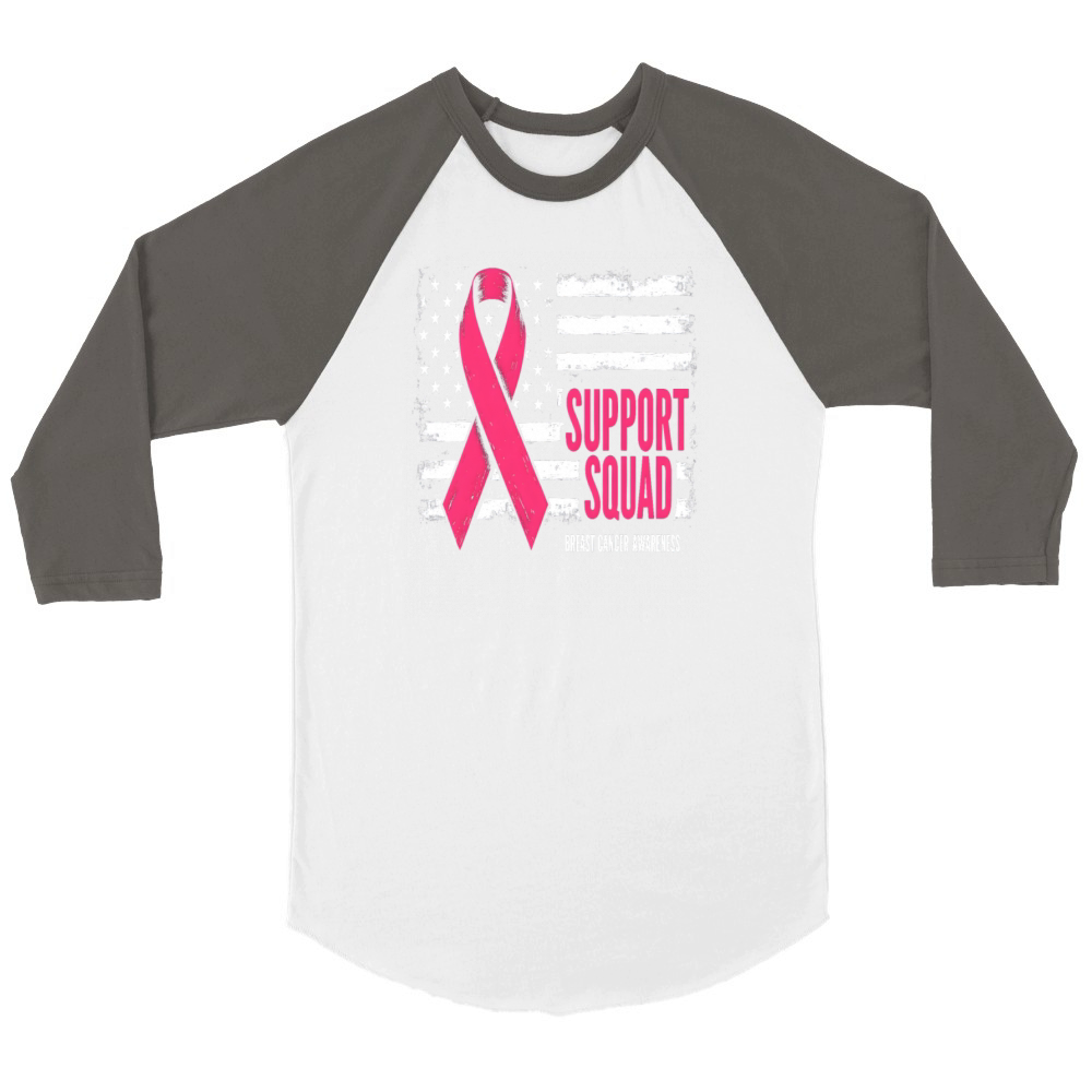 Breast Cancer Pink Awareness Design Unisex ¾ sleeve Raglan T-shirt