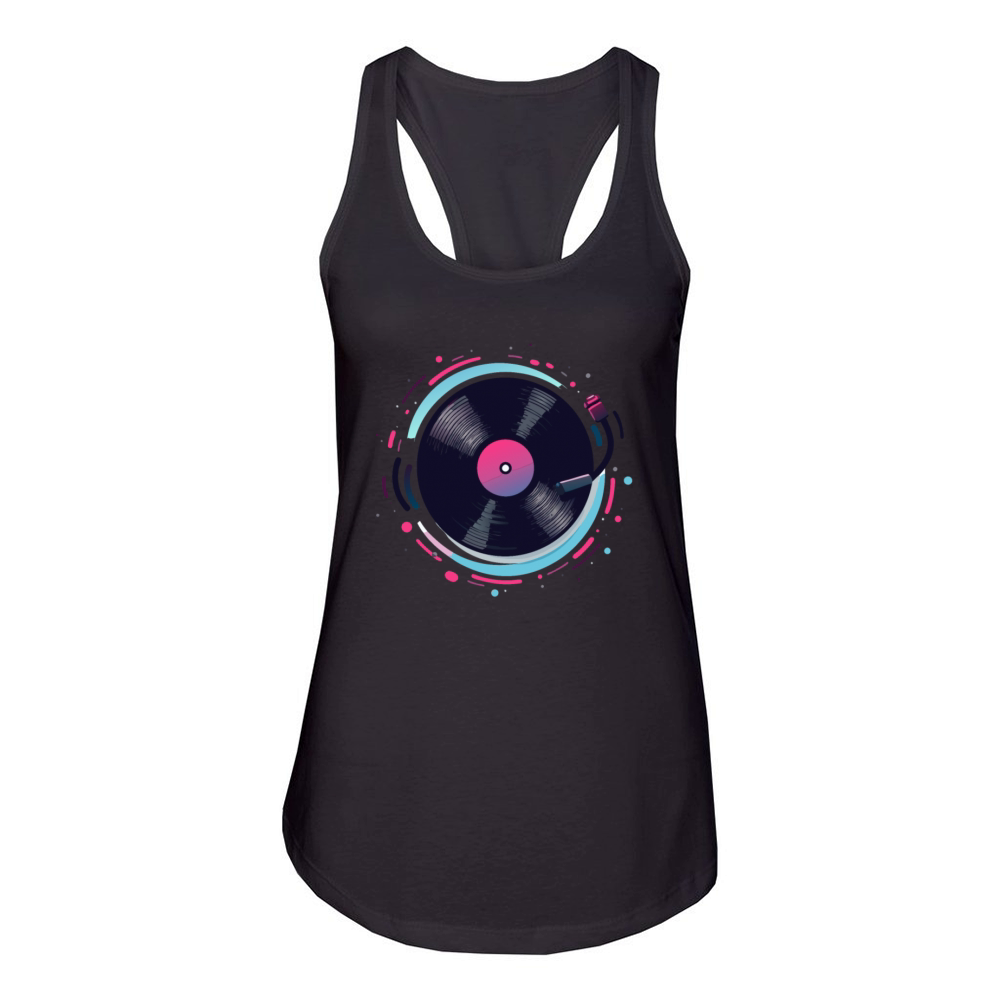 Retro Vinyl Record Design for Music Lovers Women's Racerback Tank