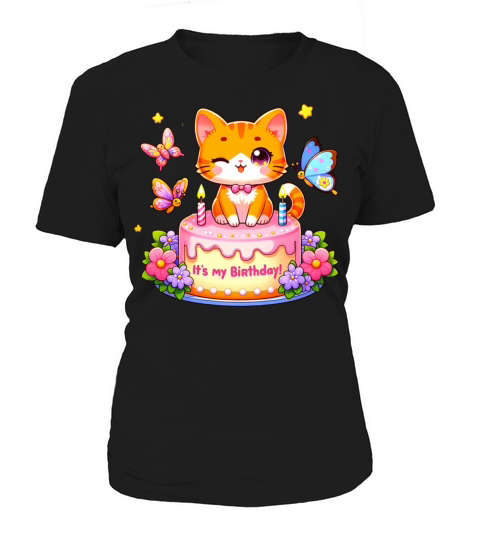 Its My Birthday Cute Orange Cat Birthday Women's T-Shirt