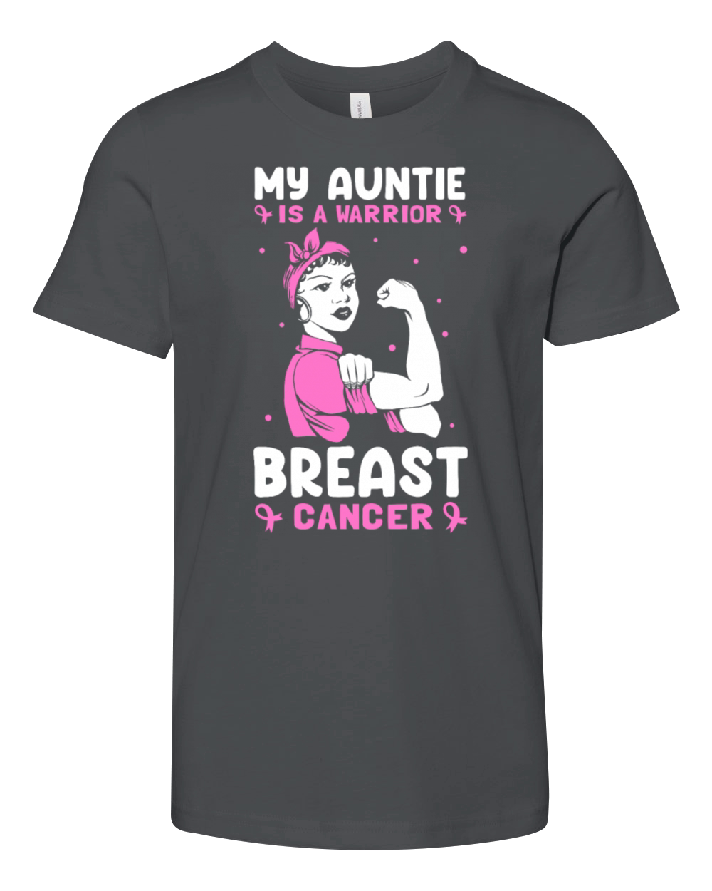 My Auntie Is A Warrior Breast Cancer Breast Cancer Youth Unisex Jersey Tee