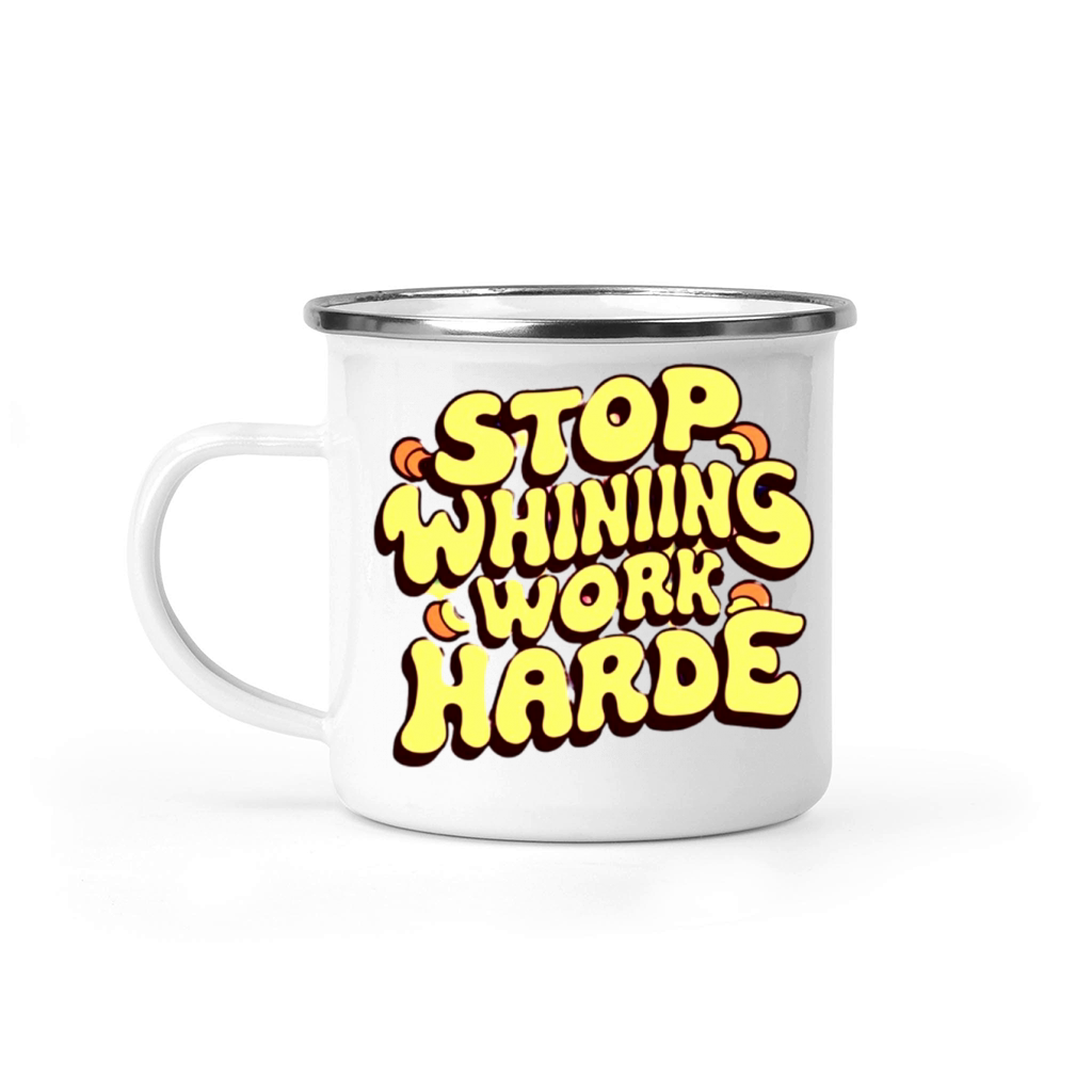 A Stylized Text-Based Design T-Shirt Camping Mug