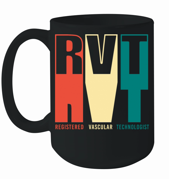 Retro Colorful Registered Vascular Technologist Ceramic Mug