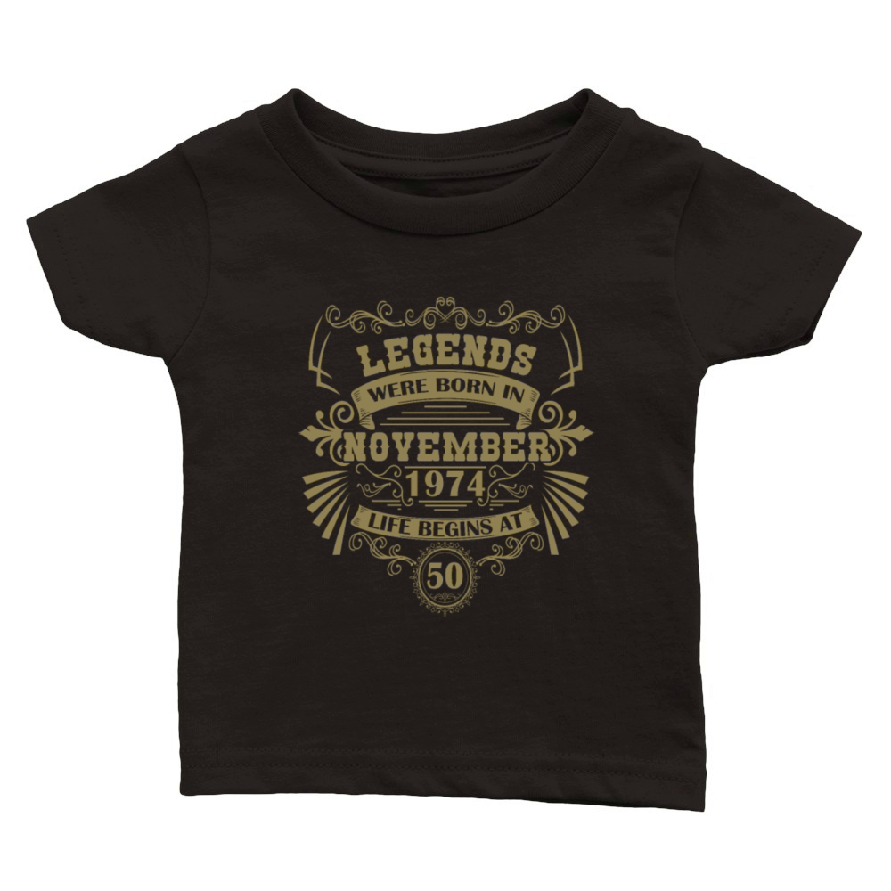 50th birthday legends born 1974 november vintage Classic Baby Crewneck T-shirt