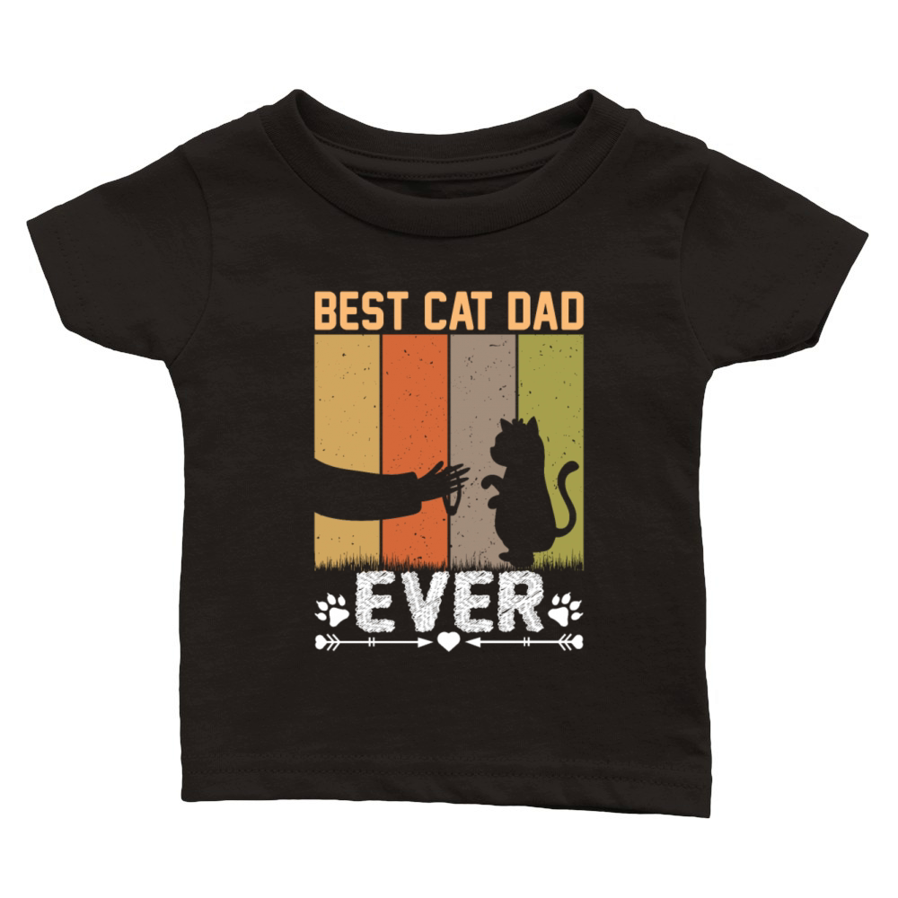 Best Cat Dad Ever Funny Vintage Cats Lover Classic Baby Crewneck T-shirt