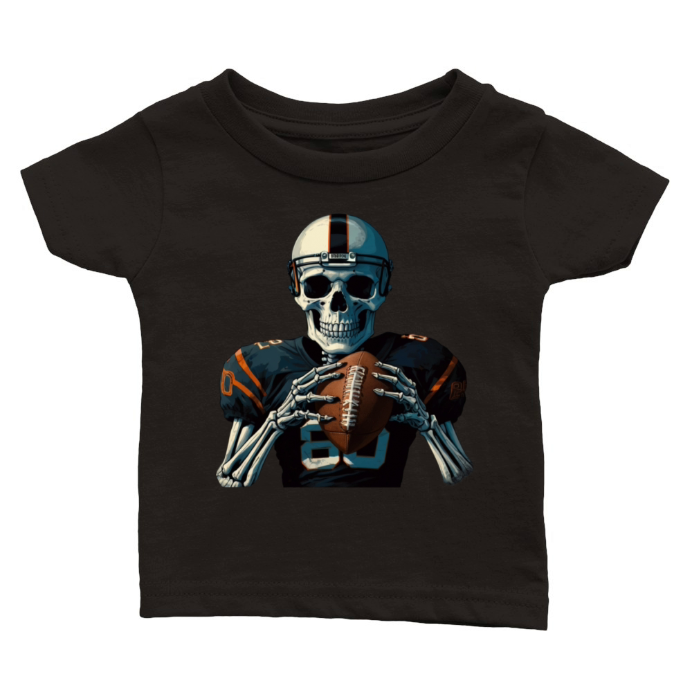 Halloween Skeleton American Football Player Spooky Classic Baby Crewneck T-shirt