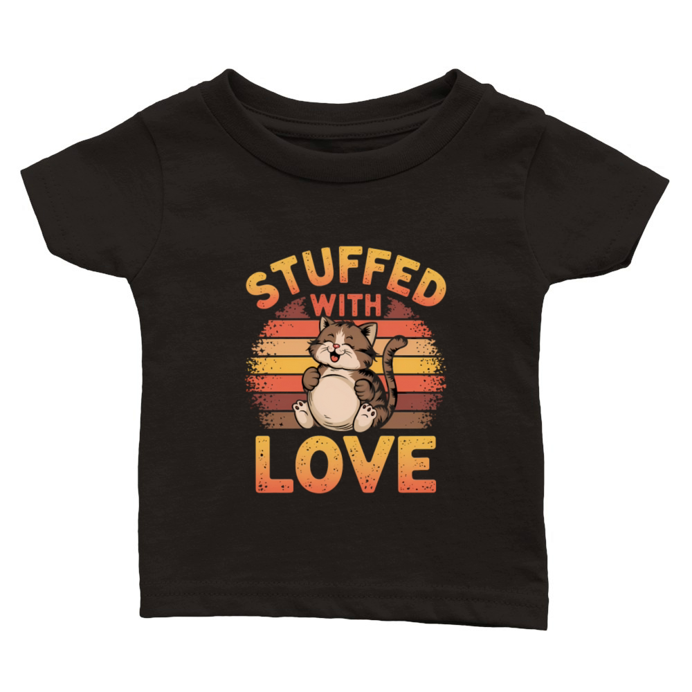Stuffed with Love Cute Cat Thanksgiving Humor Art Classic Baby Crewneck T-shirt