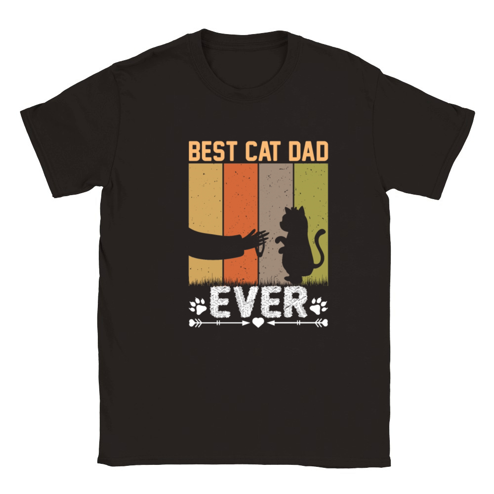Best Cat Dad Ever Funny Vintage Cats Lover Classic Kids Crewneck T-shirt