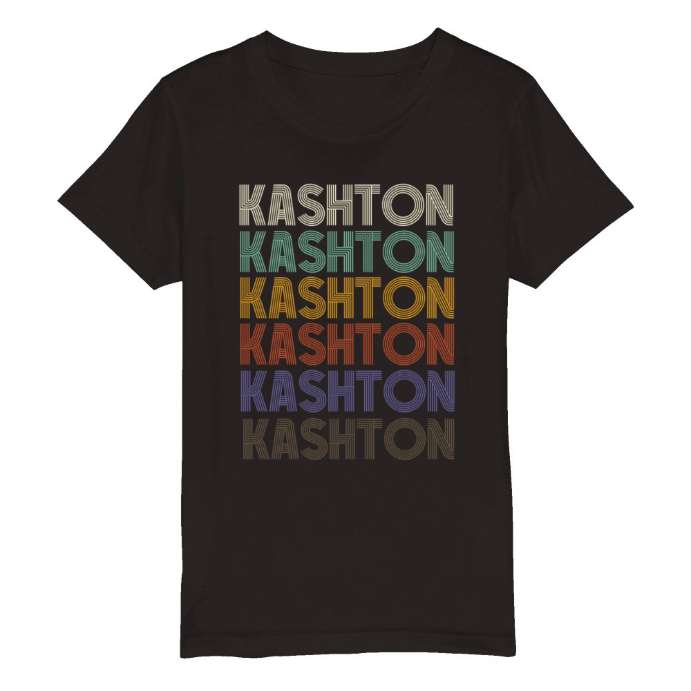 KASHTON First Name Retro Pattern Vintage Stylet Organic Kids Crewneck T-shirt