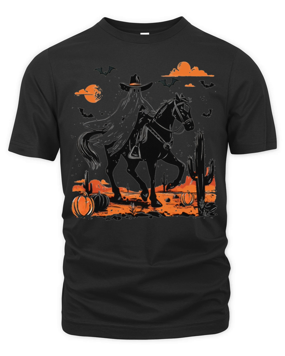 Spooky Ghost Cowboy Rodeo Vintage Halloween Organic Unisex T-shirt