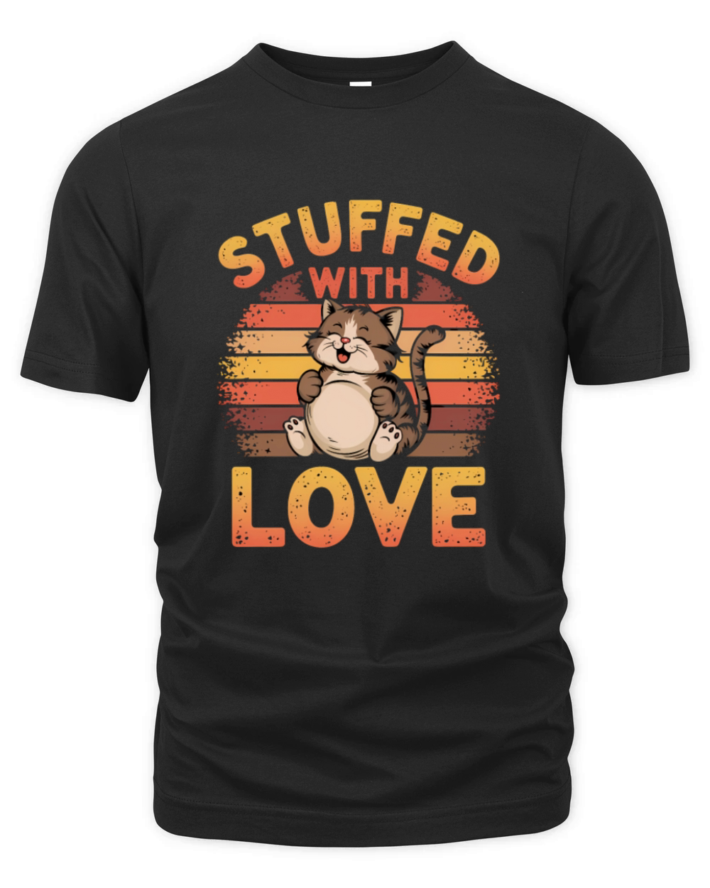 Stuffed with Love Cute Cat Thanksgiving Humor Art Organic Unisex T-shirt