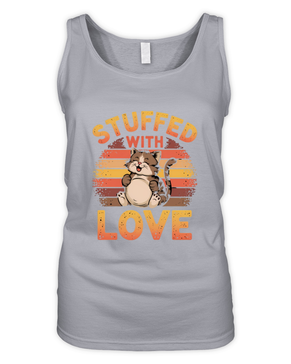 Stuffed with Love Cute Cat Thanksgiving Humor Art Organic Women's Tank Top