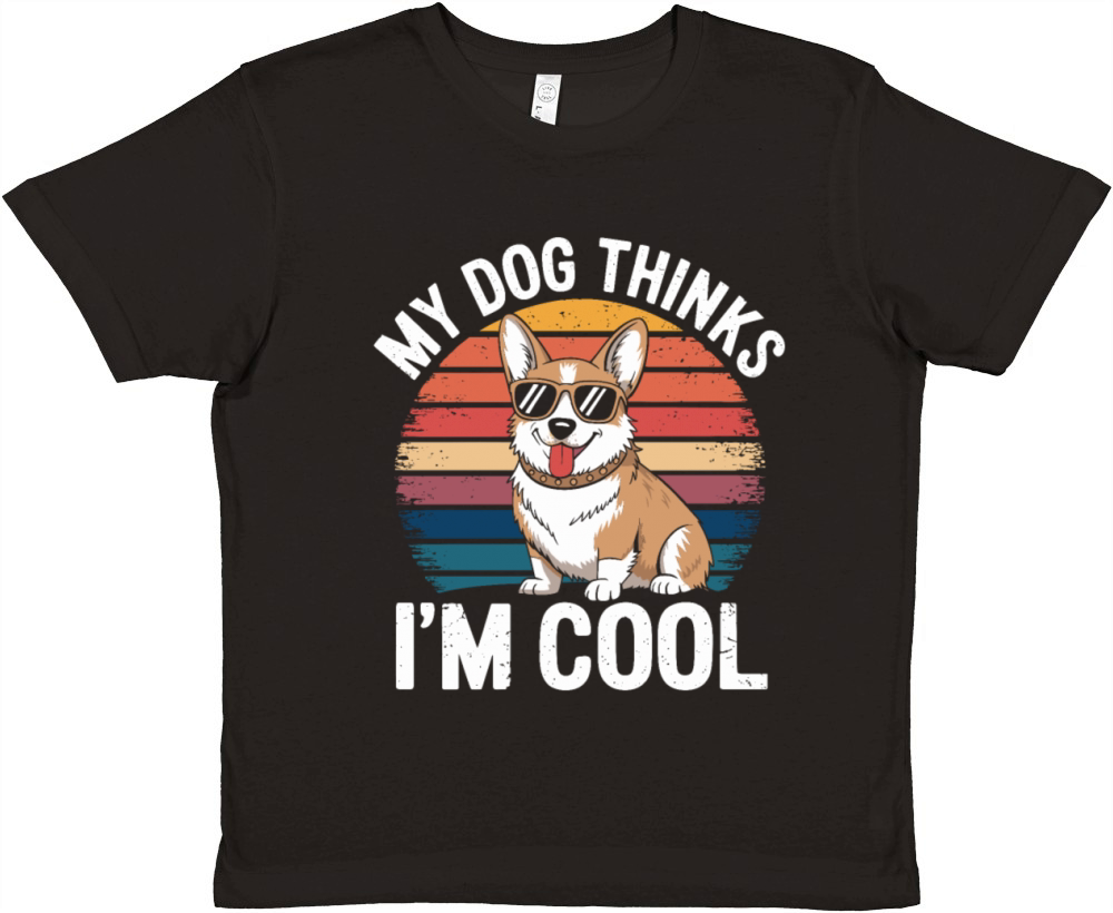 Corgi My Dog Thinks Im Cool Premium Kids Crewneck T-shirt