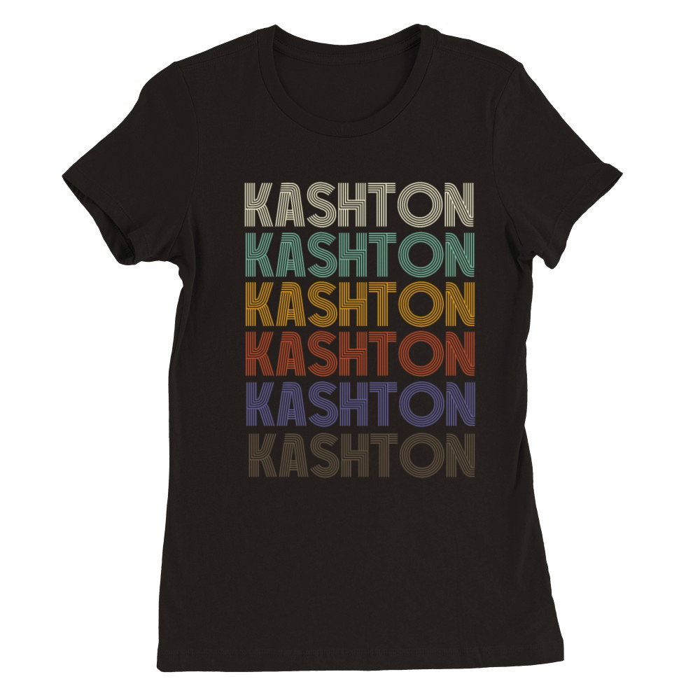 KASHTON First Name Retro Pattern Vintage Stylet Premium Womens Crewneck T-shirt