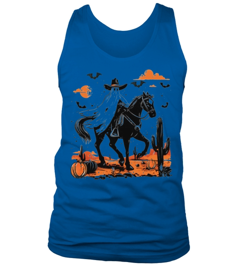 Spooky Ghost Cowboy Rodeo Vintage Halloween Tank Top Unisex