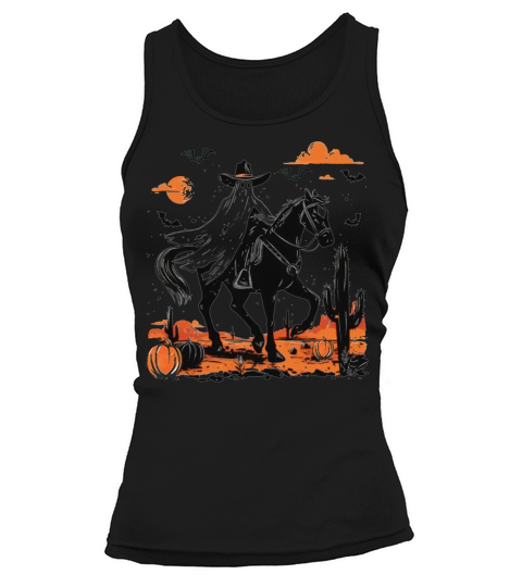 Spooky Ghost Cowboy Rodeo Vintage Halloween Tank top Woman