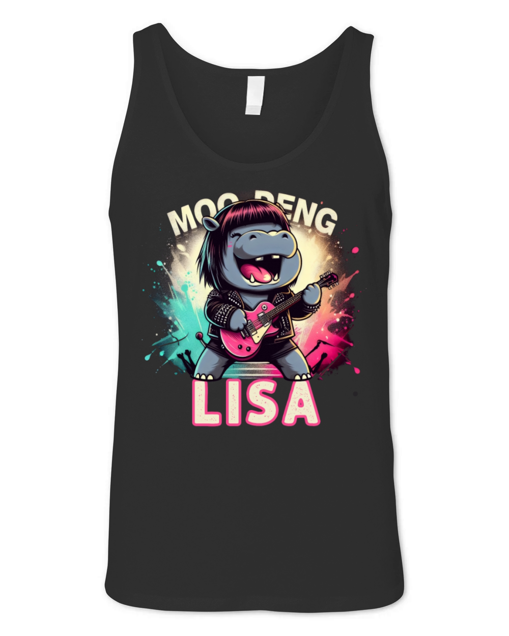 Moo Deng Lisa Famous Hippo Singer Rock Star Thai Unisex Jersey Tank